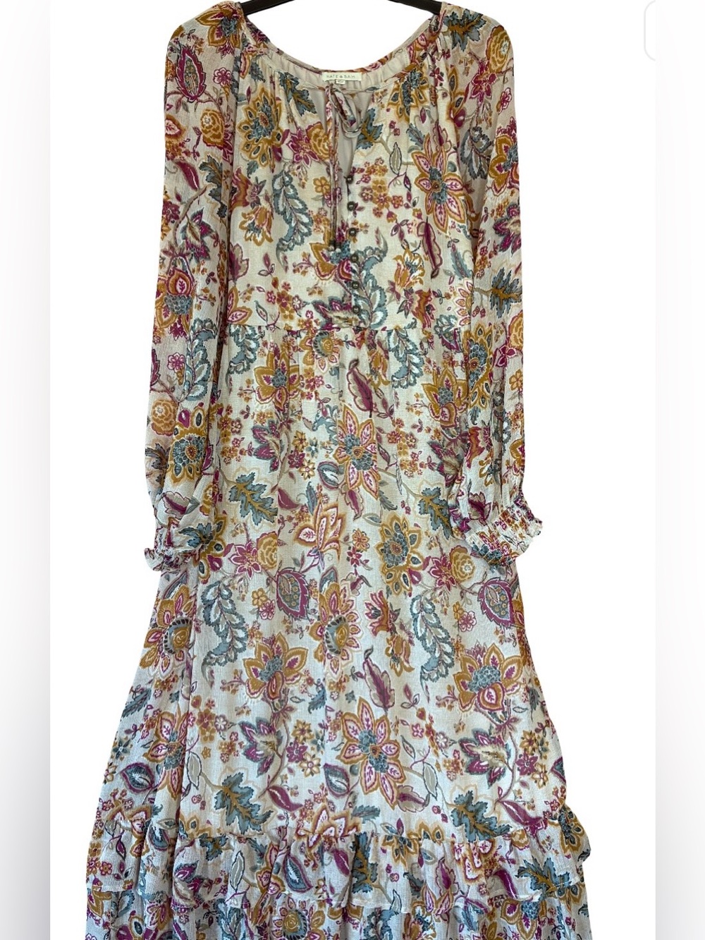 Kate & Sam Boho Tiered Floral Long Sleeve Maxi Dress - Picture 9 of 16